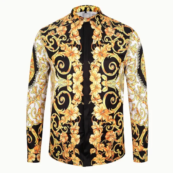 European and American foreign trade men's popular lapel shirt 3D digital printing casual